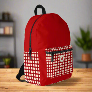 Sac À Dos Imprimé Nom initial personnalisé En vichy rouge Girl Monog