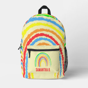 Sac À Dos Imprimé Nom Monogramme Rayures Arc-en-ciel