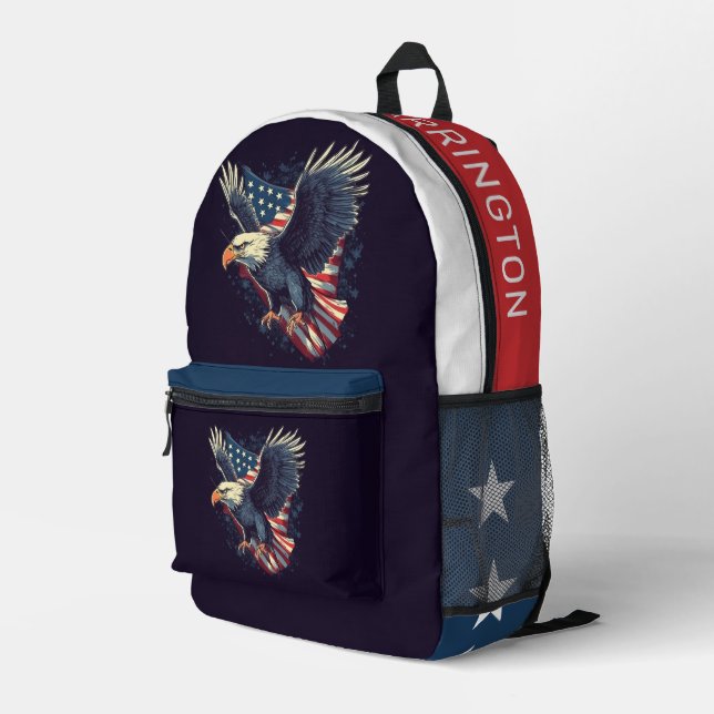 Sac À Dos Imprimé Nom personnalisé Aigle américaine (Coin arrière droit)