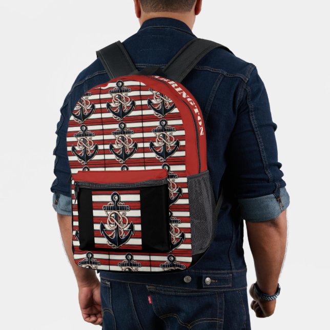Sac À Dos Imprimé Nom personnalisé Ancre nautique (Insitu (Modèle))