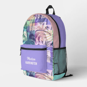 Sac À Dos Imprimé Nom personnalisé Arbres de palmiers Abstraits