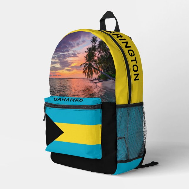 Sac À Dos Imprimé Nom personnalisé Bahamas Sunset (Coin arrière droit)