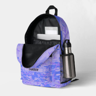 Sac À Dos Imprimé Nom personnalisé Camouflage Pastel Bleu Abstrait