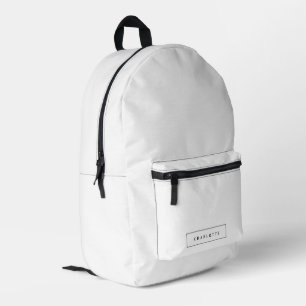 Sac À Dos Imprimé Nom personnalisé de couleur solide blanche minimal