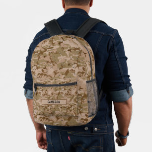 Sac À Dos Imprimé Nom personnalisé Desert Gulf Camouflage Brown