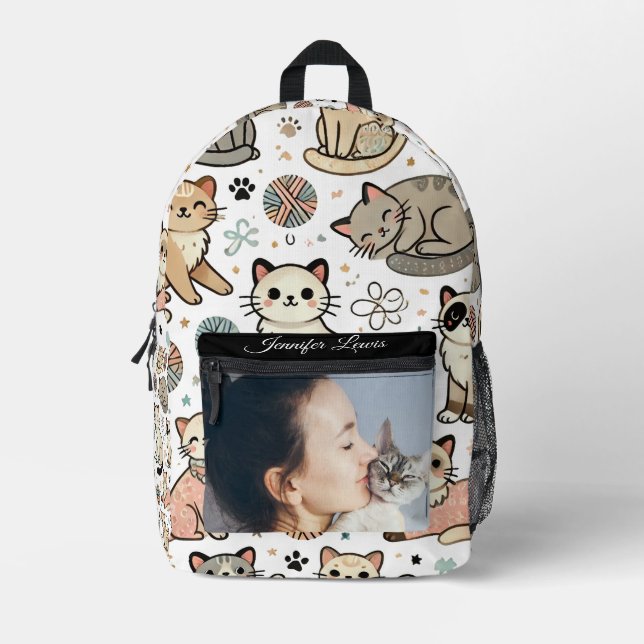 Sac À Dos Imprimé Nom personnalisé et Motif photo (Recto)