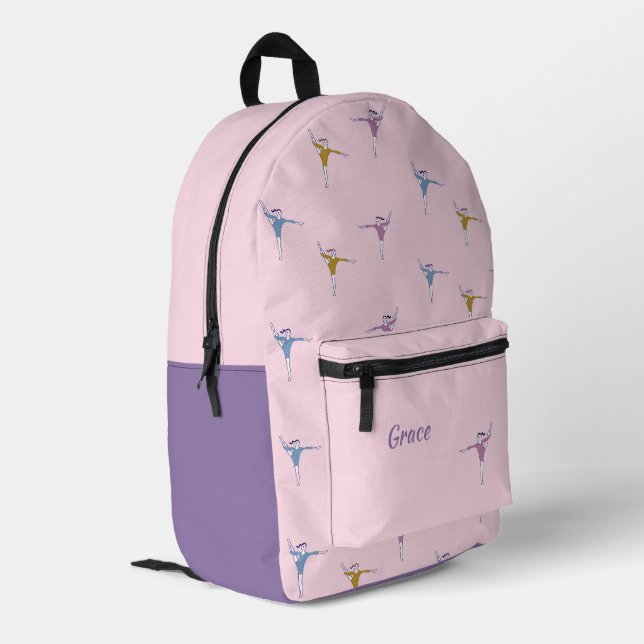 Sac À Dos Imprimé Nom personnalisé gymnastes motif sur rose (Coin arrière gauche)