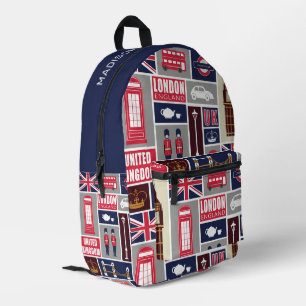 Sac À Dos Imprimé Nom personnalisé icônes Londres Royaume-Uni