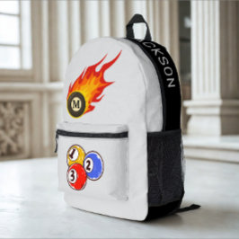 Sac À Dos Imprimé Nom personnalisé moderne Billiard Burning Ball