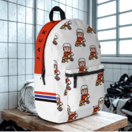 Sac À Dos Imprimé Nom personnalisé moderne Cartoon Joueur de hockey
