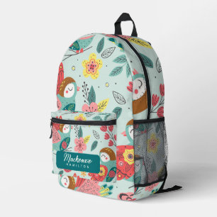 Sac À Dos Imprimé Nom personnalisé moderne Motif d'oiseaux
