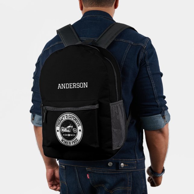 Sac À Dos Imprimé Nom personnalisé moderne Motorcycle Monogramme (Insitu (Modèle))