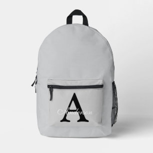 Sac À Dos Imprimé Nom personnalisé Monogram Arrière - plan argent