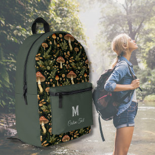 Sac À Dos Imprimé Nom personnalisé Motif de champignons Cottagecor