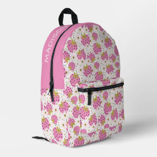 Sac À Dos Imprimé Nom personnalisé Motif de fraises roses