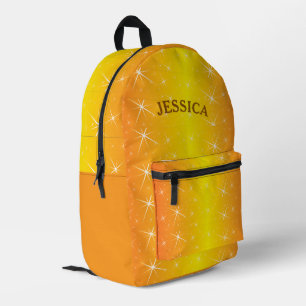 Sac À Dos Imprimé Nom personnalisé Orange Parties scintillant Star