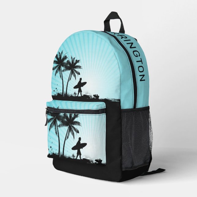 Sac À Dos Imprimé Nom personnalisé Plage Surfer (Coin arrière droit)