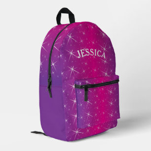 Sac À Dos Imprimé Nom personnalisé Purple Parties scintillant Star