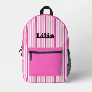 Sac À Dos Imprimé Nom personnalisé RAYURES LIGNE ROSE