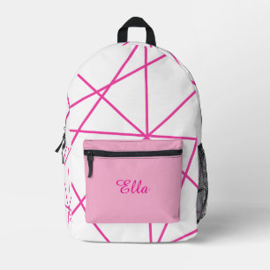 Sac À Dos Imprimé Nom personnalisé rose géométrique motif filles
