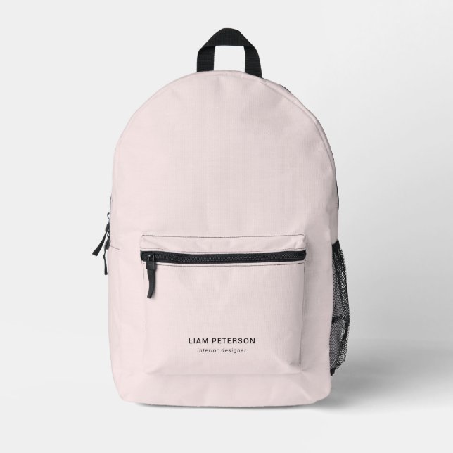Sac À Dos Imprimé Nom personnalisé simple rose pâle (Recto)