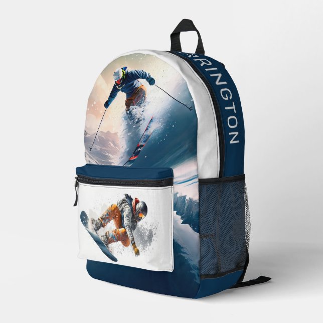 Sac À Dos Imprimé Nom personnalisé Snowboard (Coin arrière droit)