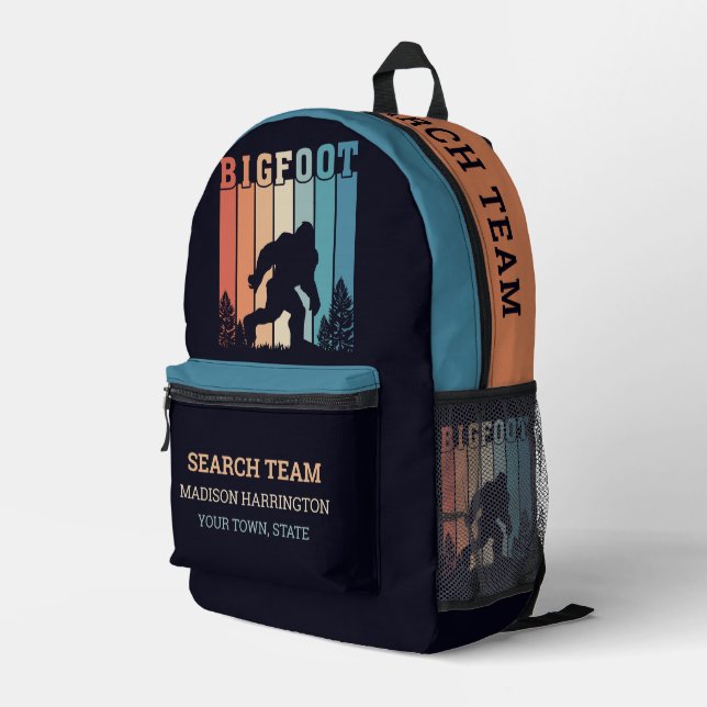 Sac À Dos Imprimé Nom personnalisé & Texte Bigfoot (Coin arrière droit)
