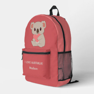 Sac À Dos Imprimé Nom personnalisé, texte et couleur amour Koala