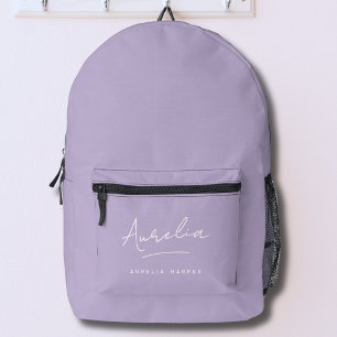 Sac À Dos Imprimé Nom personnalisé violet lavande moderne