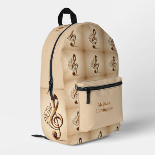 Sac À Dos Imprimé Note sur le Clé musical de nom personnalisé