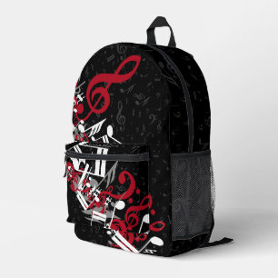 Sac À Dos Imprimé Notes de musique brouillée gris rouge et blanc sur