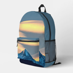 Sac À Dos Imprimé Nuages uniques au-dessus de montagnes enneigées