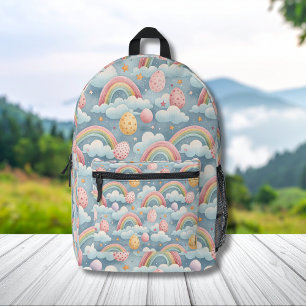 Sac À Dos Imprimé Œufs de Pâques arc-en-ciel pastel vintage avec nua