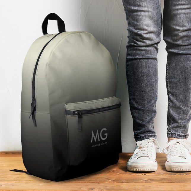 Sac À Dos Imprimé Ombre noir gris élégant tendance (Trendy Stylish Black Grey Ombre Printed Backpack
)