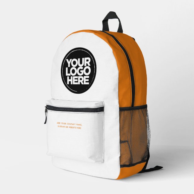 Sac À Dos Imprimé Orange | Logo et texte personnalisés (Coin arrière droit)