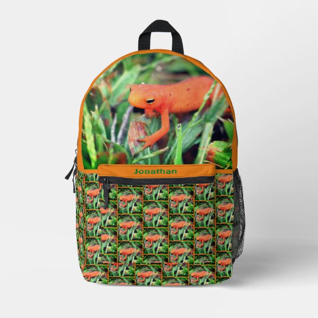 Sac À Dos Imprimé Orange Salamander Animal Personnalisé (Recto)