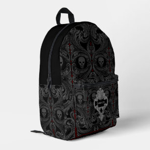 Sac À Dos Imprimé Ornement Goth Grey avec crâne personnalisé