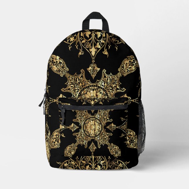 Sac À Dos Imprimé Ornement noir et or (Recto)