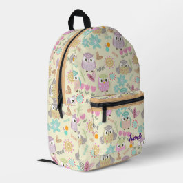 Sac À Dos Imprimé Owl Pastel Jaune
