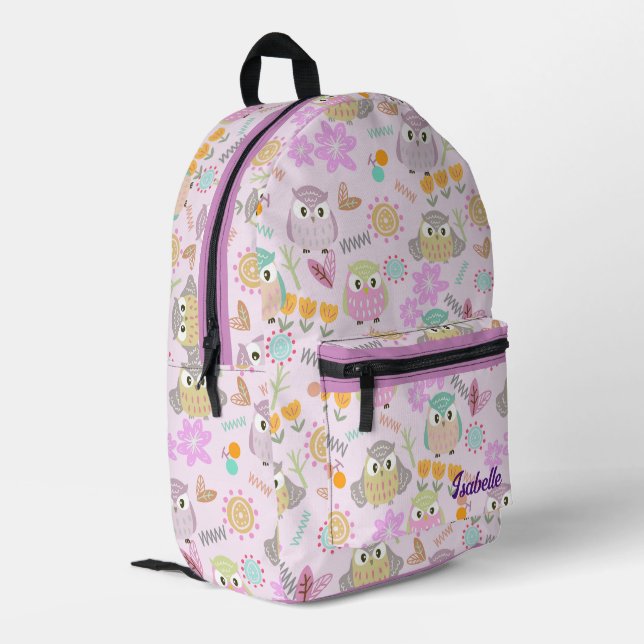 Sac À Dos Imprimé Owl Pastel Pink (Coin arrière gauche)