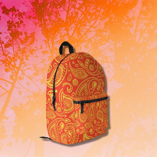 Sac À Dos Imprimé Paisley Jaune Et Orange (Créateur téléchargé)