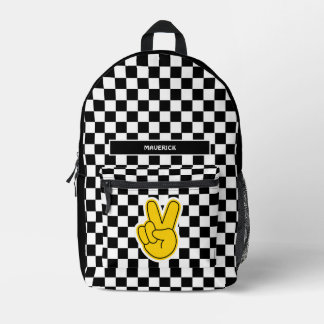 Sac À Dos Imprimé Panneau de Paix Rétro Checkboard