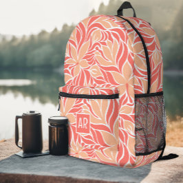 Sac À Dos Imprimé Papier peint floral moderne à la mode Monogramme o