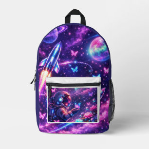 Sac À Dos Imprimé Papillon Galactique Nébuleux d'Art Spatial Néon