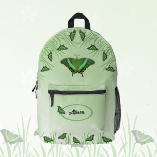 Sac À Dos Imprimé Papillon vert sur vert clair - personnalisable