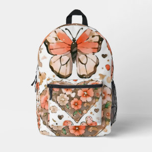 Sac À Dos Imprimé Papillons, Coeurs et Fleurs
