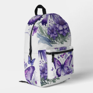 Sac À Dos Imprimé Papillons violets sur Flower