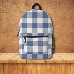 Sac À Dos Imprimé Paraphe Monogramme En vichy Bleu Chèque Buffalo