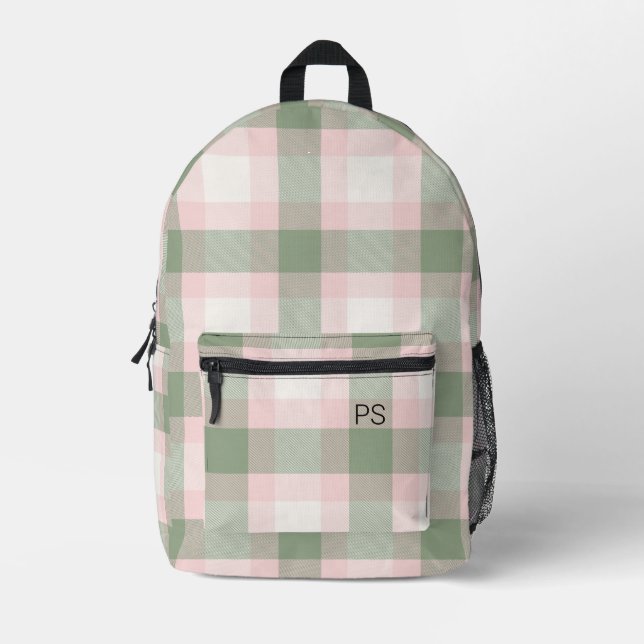 Sac À Dos Imprimé Paraphe Monogramme Plaid Pink Fille (Recto)