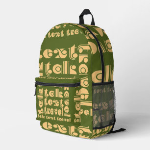 Sac À Dos Imprimé Parler texte Voyage vert